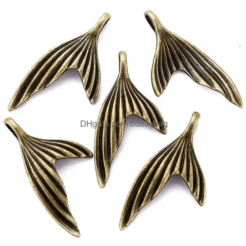 500pcs 29x15mm tail fish charms mermaid pendant for diy handmade jewelry accessories making