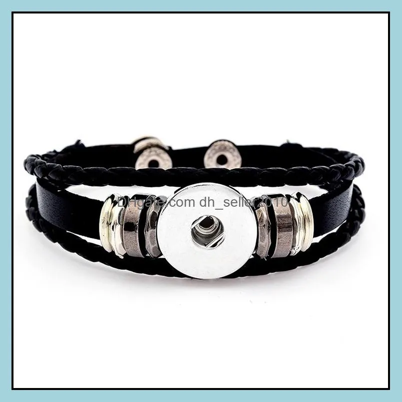 multilayer leather bracelet noosa chunk 18mm metal button bracelet ginger snap button statement jewelry wholesale snap jewelry snap