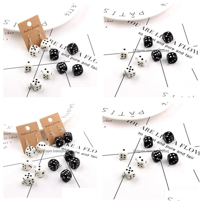 charms 10pcs/pack 15mm dice resin diy craft fit for bracelet earring jewelry finding handmadecharms