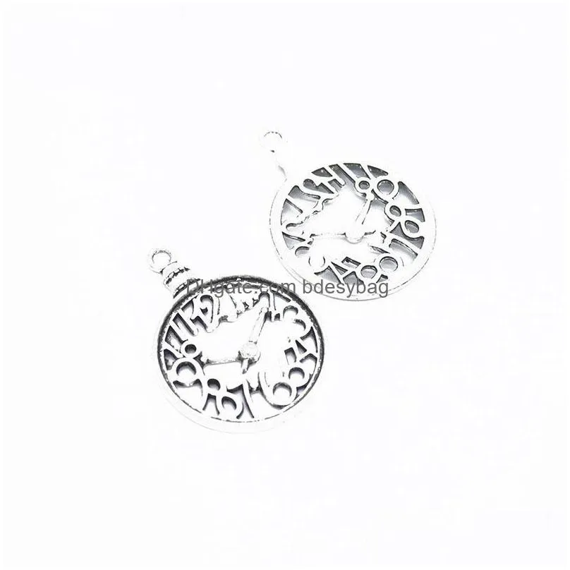 120 pcs antique bronze silver clock watch charm zinc alloy charms handmade charms pendants jewelry findingsy 40x30mm