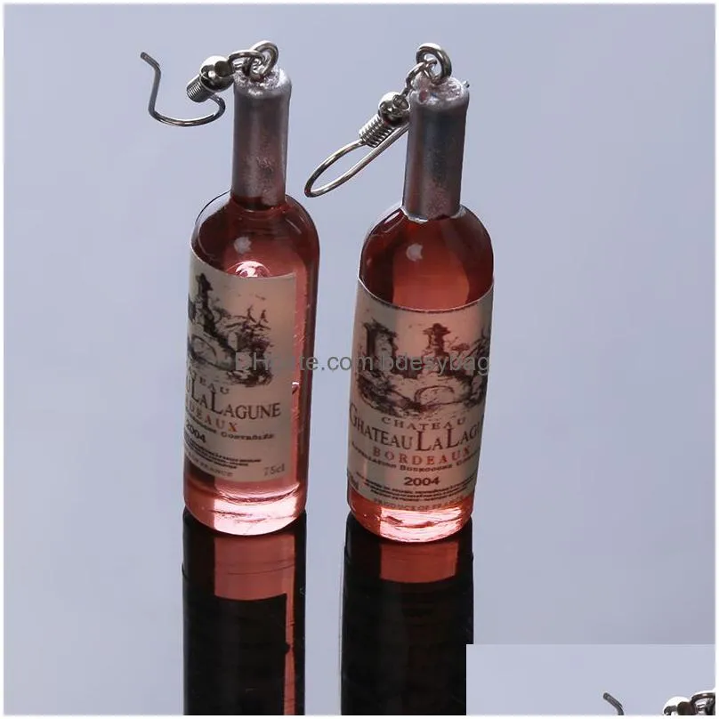 dangle earrings creative wine bottle pendant fashion woman glass cocktail red