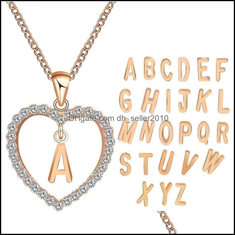 pretty necklaces az 26 letter name beautifully long chain necklaces pendant women girl diy luxury jewelry cubic zirconia heart