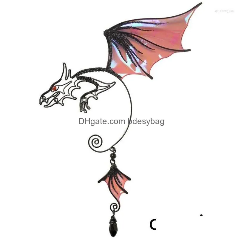 backs earrings butterfly dragon fish animal lady ear clip sleeve pendant without perforation fairy cosplay jewelry party gift cuffs
