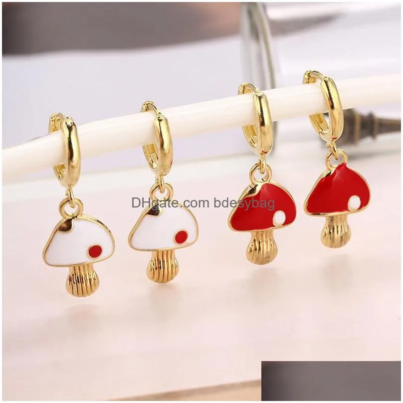 hoop earrings looxi dripping oil mushroom pendant drop for women children birthday lovely jewelry unusual oorbellen