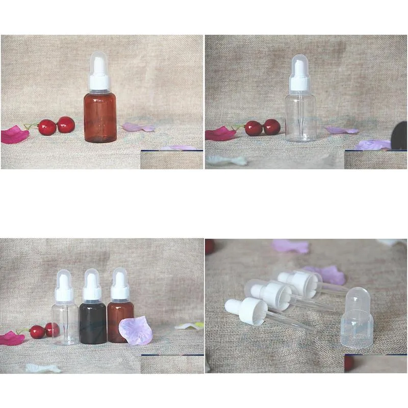 30pcs 50ml square e liquid pet plastic dropper bottle 1oz clear amber green clear white dropper containers for  oil use