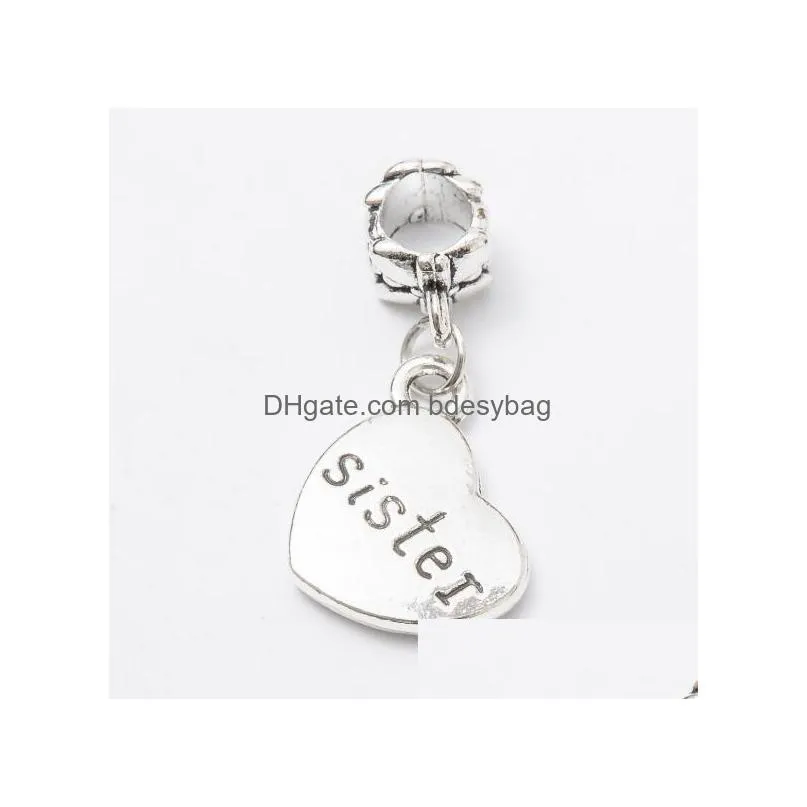 200 pcs family word heart shape charms pendants dangles beads fit pandora bracelet or bangle diy jewelry
