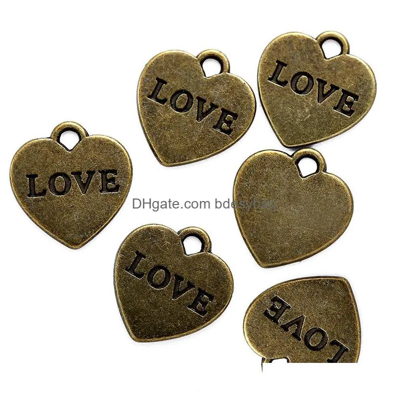 500pcs heart shaped love charms pendant jewelry making handmade crafts diy necklace bracelet supplies 13x13mm