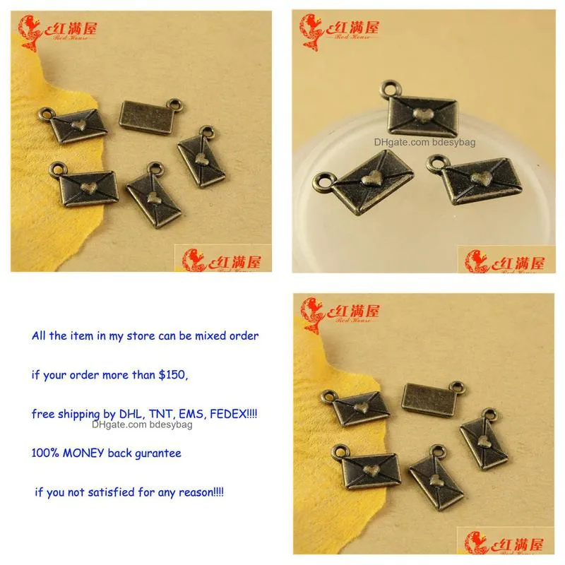 1000 pcs 10x6mm antique bronze love envelopes charm pendant good for diy jewelry making shipping