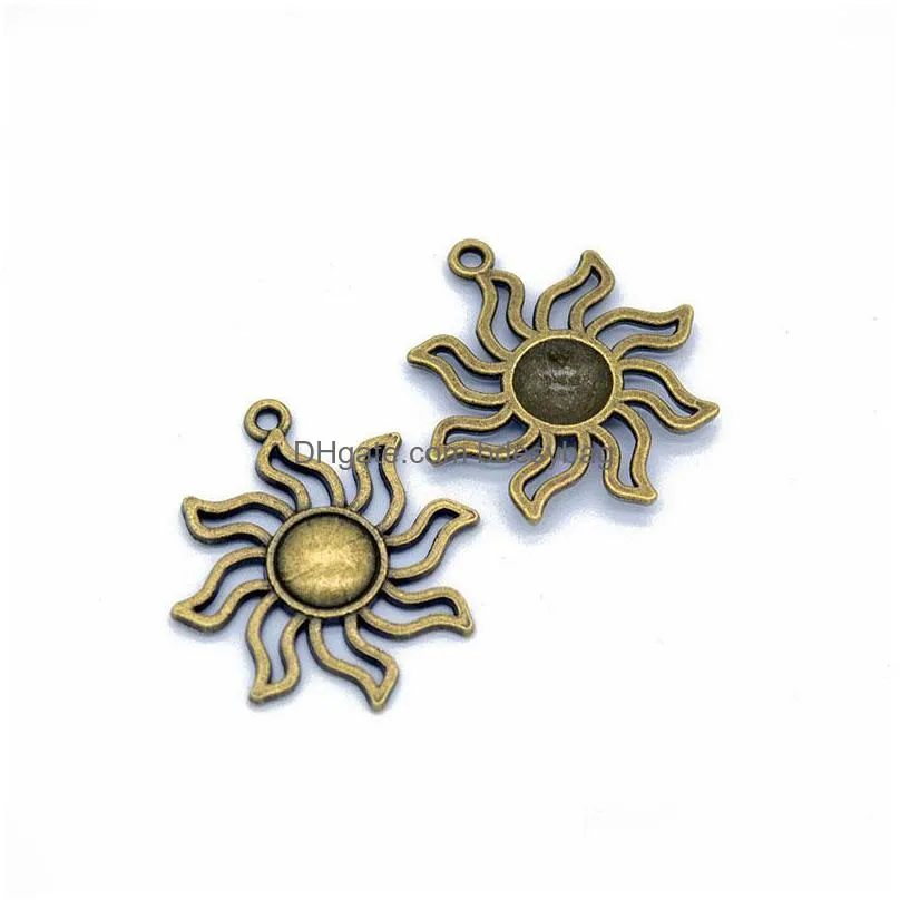 bulk 120 pcs/ lot 34x30mm sun charms pendant good for diy craft jewelry making 2 colors