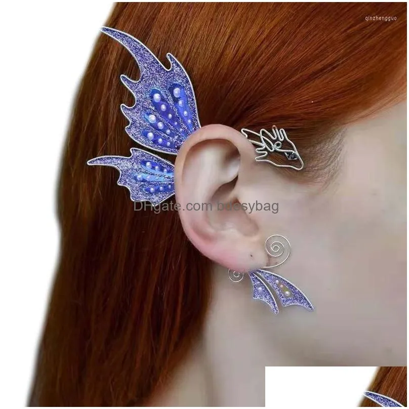 backs earrings butterfly dragon fish animal lady ear clip sleeve pendant without perforation fairy cosplay jewelry party gift cuffs