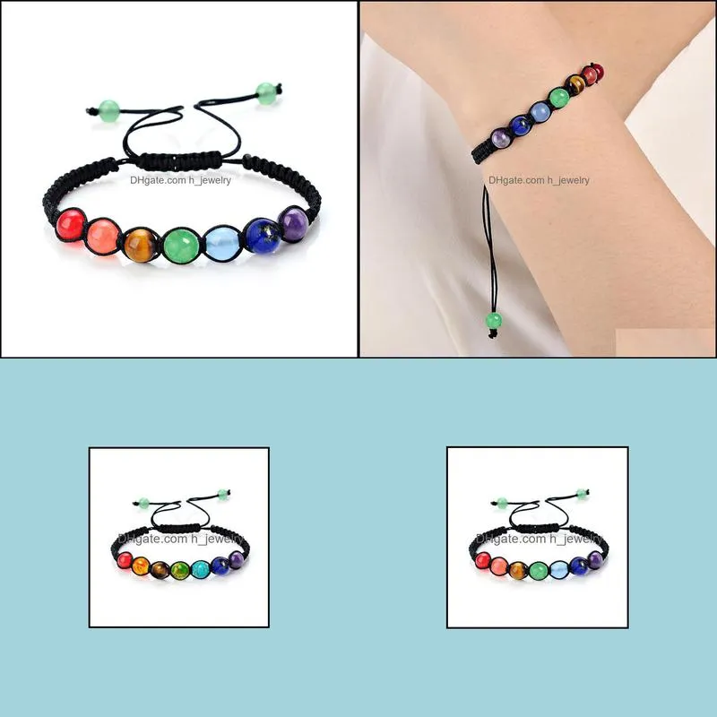 7 chakra healing beaded bracelet reiki prayer balance beads bracelet handmade braided bangles for women men jewelry