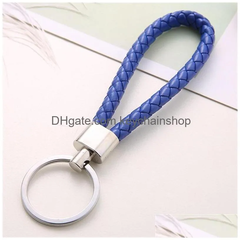 leather rope key rings alloy fashion men women chains handmade weave car pendant holder valentine day 0 46jh j2b