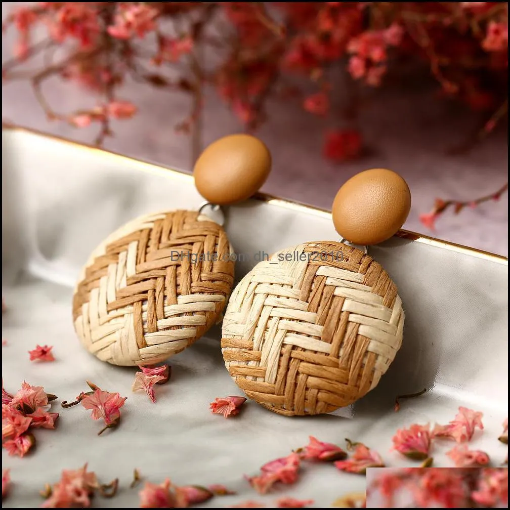 fashion button earrings paper weave vintage ethnic wind round earrings female gift suitable for any occasions wholesale