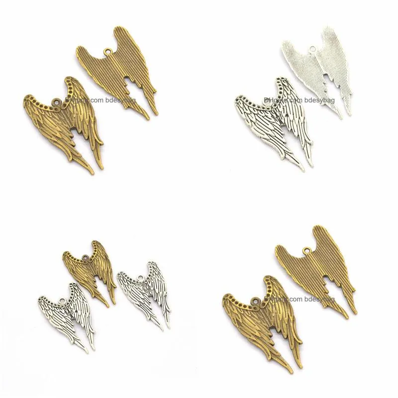 100 pcs /lot large size 40x24mm double wing charms pendant good for diy craft jewelry making