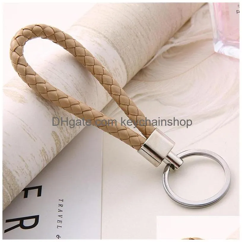 leather rope key rings alloy fashion men women chains handmade weave car pendant holder valentine day 0 46jh j2b