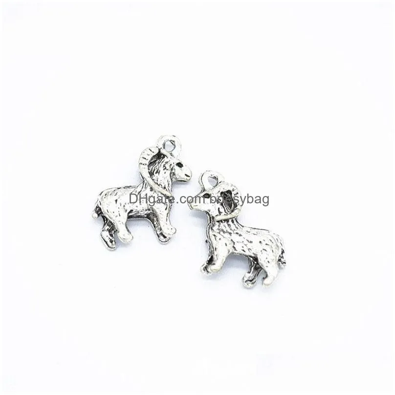 bulk 200 pcs/ lot ram charms pendant detailed big horned sheep antique silver bronze animal jewelry supplies