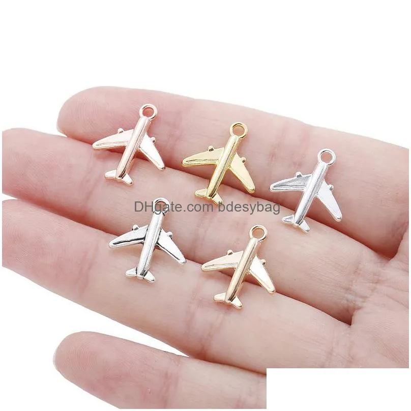 bulk 500pcs 17x15mm airplane charm travel air craft plane pendant diy bracelet necklace jewelry making 5 colors