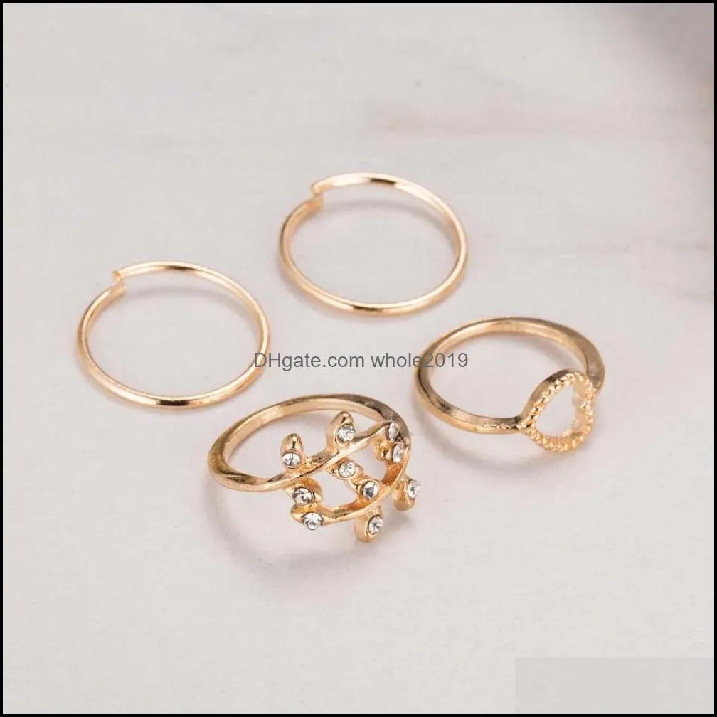 midi knuckle rings 4pcs/set unique knuckle punk rings for women finger engagement wedding rings sets