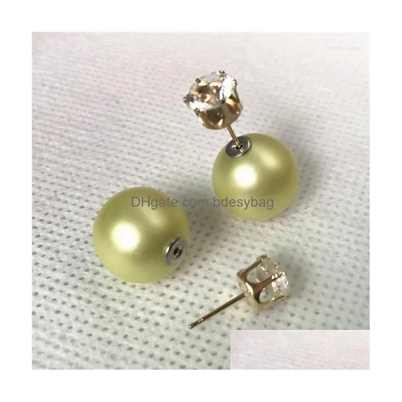 stud earrings woman fashion double sides macandy color round ball for girl crystal jewelry wholesale