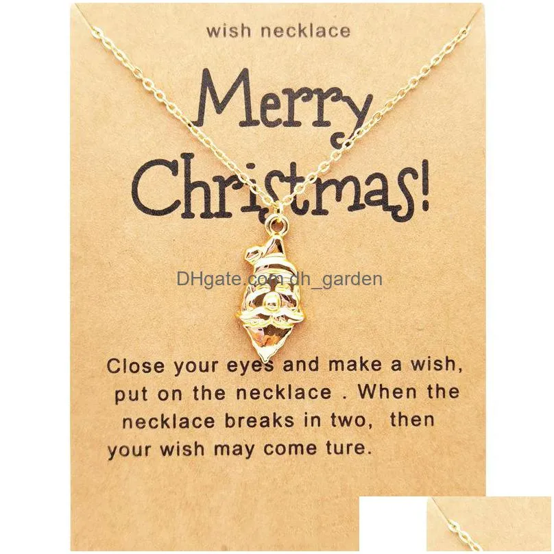 hot selling christmas day ornaments santa crutch boots tree necklace holiday wish necklaces