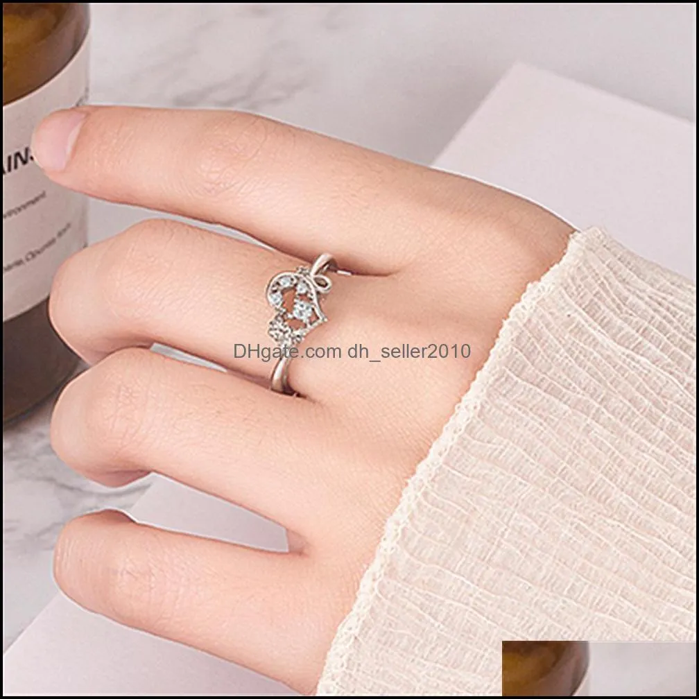 fashion exquisite 18k rose gold plated love diamond ring zircon dancing diamond ring vintage hollow flower ring gift jewelry