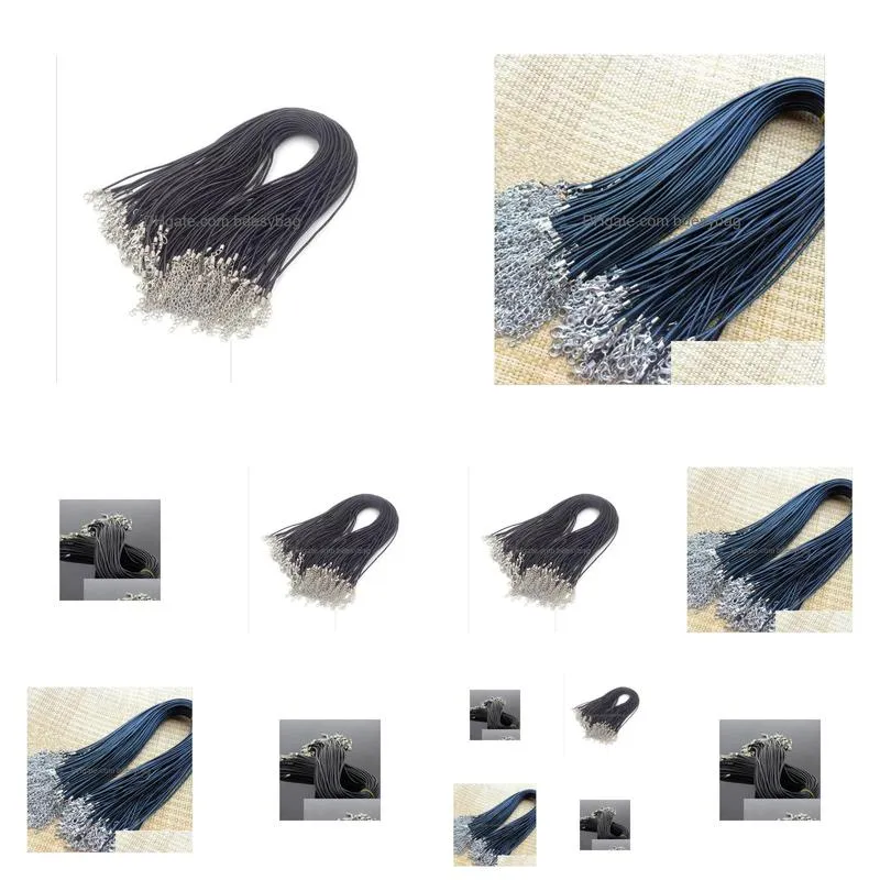 100 pcs 1618 inch black adjustable leather pu leather necklace cords with silver lobster clasps shipping