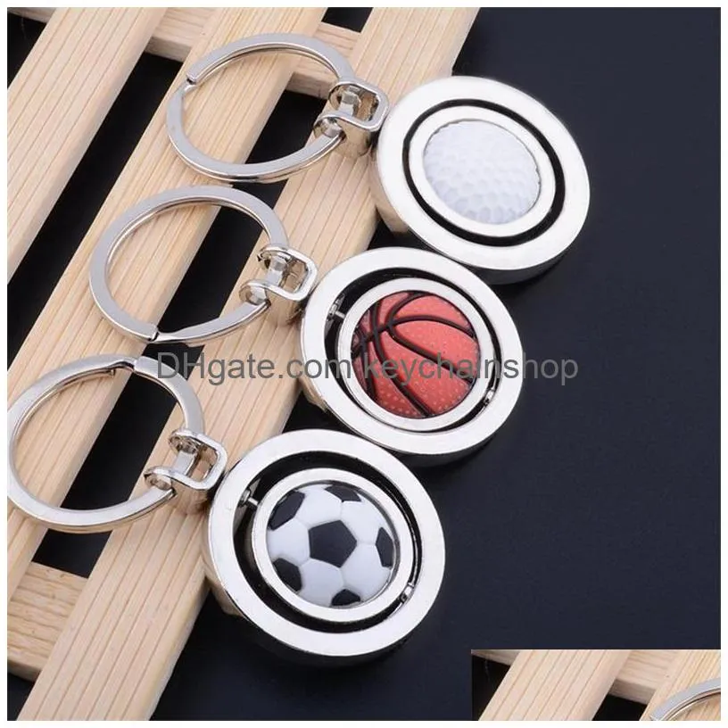 3d sports rotating football key ring basketball souvenirs golf pendant metal gifts hip hop jewelry jewelry woman 3355 q2