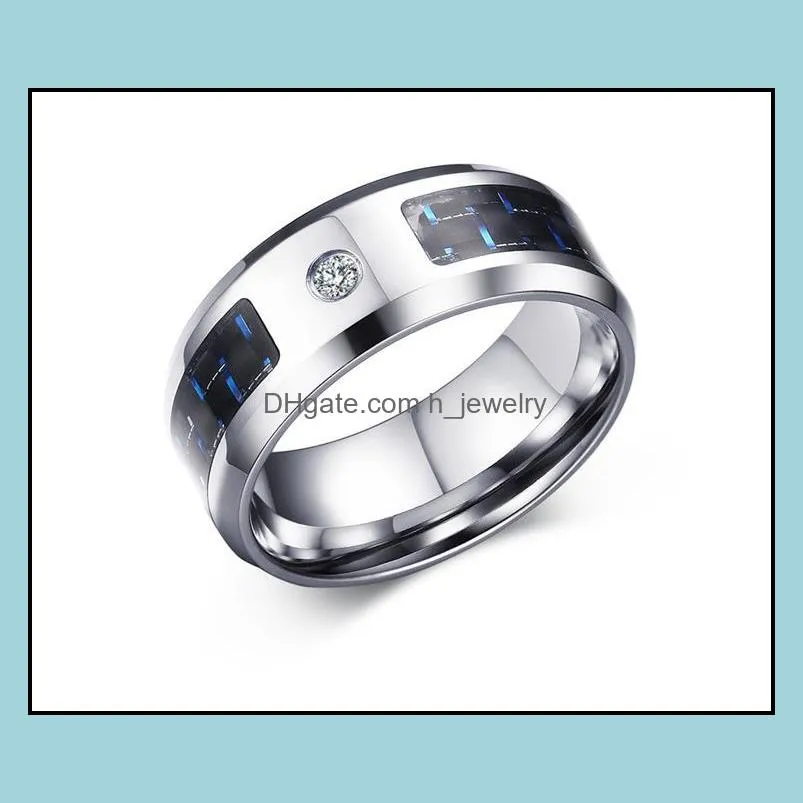 rings men women wedding band titanium stainless steel rings bague homme wiredrawing stainless steel cubic zircon ring