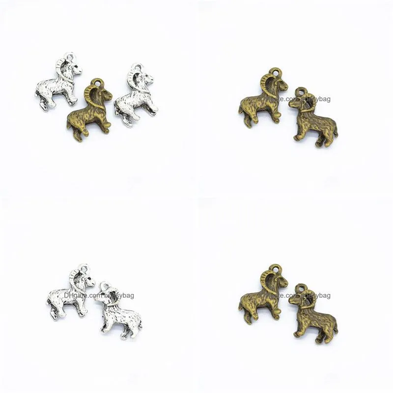 bulk 200 pcs/ lot ram charms pendant detailed big horned sheep antique silver bronze animal jewelry supplies