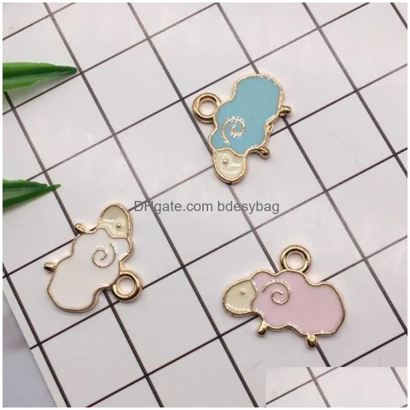 charms mrhuang 10pcs/lot 15 19mm beautiful sheep enamel charm alloy pendant fit necklaces bracelet diy fashion jewelry accessories