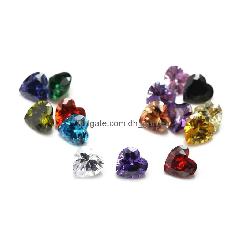 luxury 30 pcs/ bag 5x5 mm mix color heart faceted cut shape 5a loose cubic zirconia beads for jewelry diy shipping