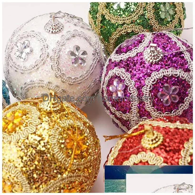 christmas ball rhinestone glitter baubles xmas balls tree ornament decoration 8cm 2s301
