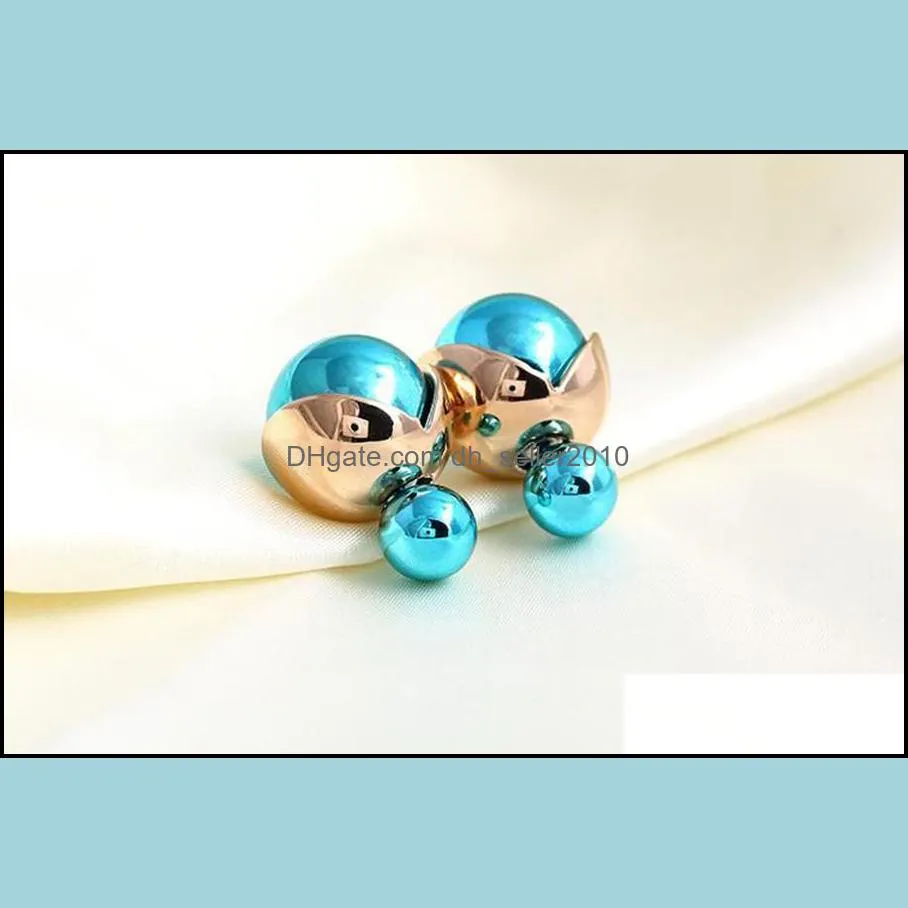 earings for woman girls fashion round pearl and rhinestone jewelry candy color fashion jewelry brincos round studs earrings