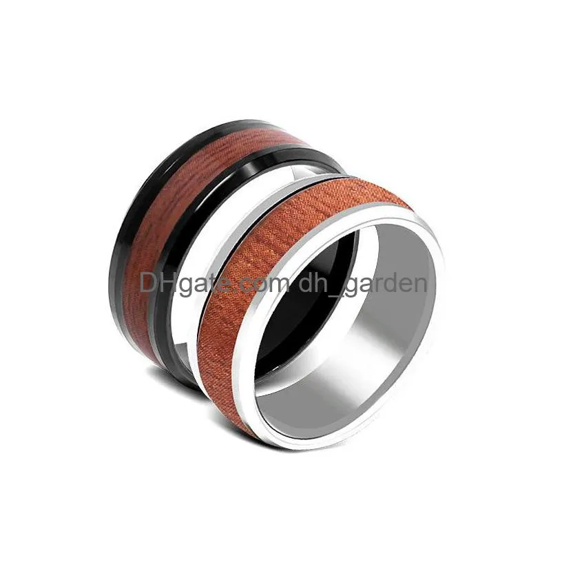 20pcs/lot fashion tree timber pattern wood smooth stainless steel rings jewelry for women men lovers couple party gifts wholesale