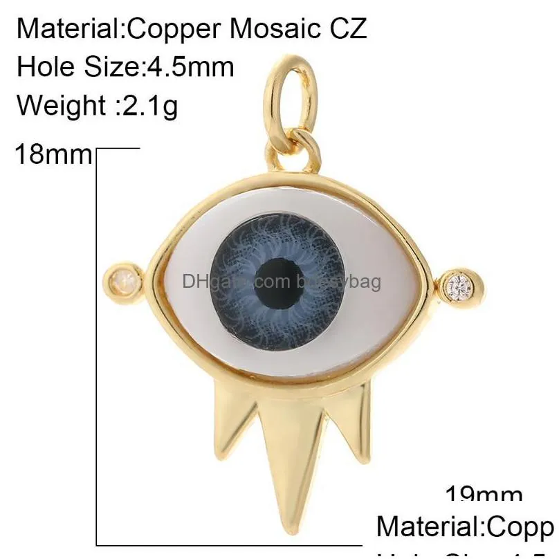 charms luxury copper zircon evil blue eye diy jewelry pendant connector wholesale designer turkish makingcharms