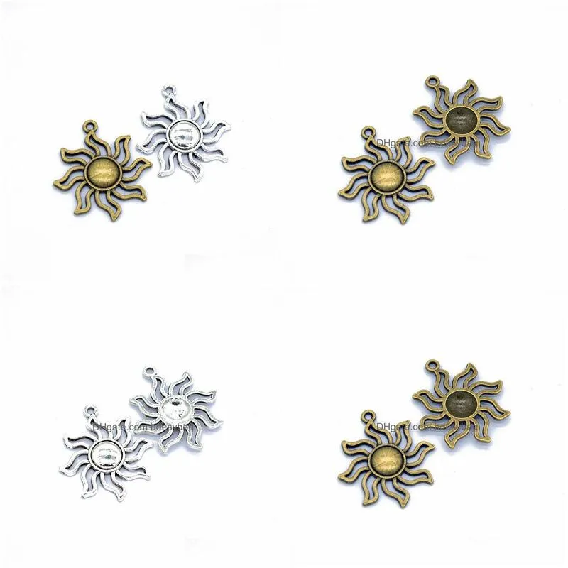 bulk 120 pcs/ lot 34x30mm sun charms pendant good for diy craft jewelry making 2 colors