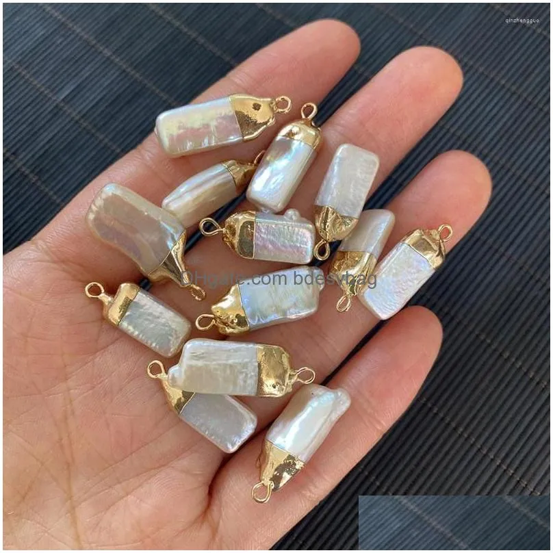 charms natural freshwater pearl rectangular pendant jewelry accessories used for diy making necklace bracelet size 5x1510x25mm