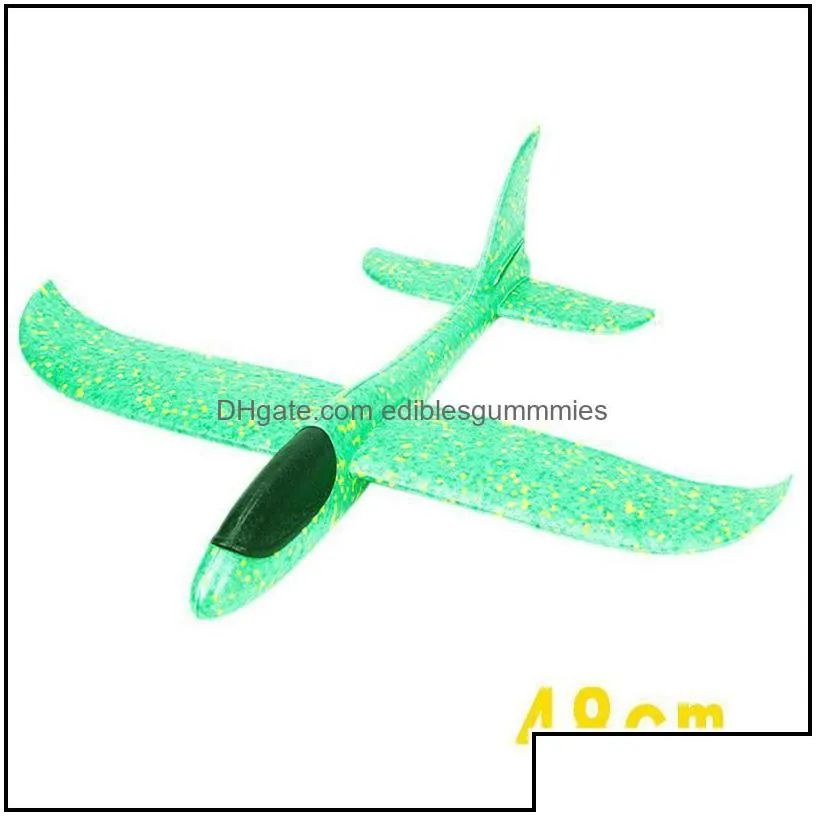 party favor diy hand throw led lighting up flying glider plane toys foam airplane model outdoor games flash luminous for children fy