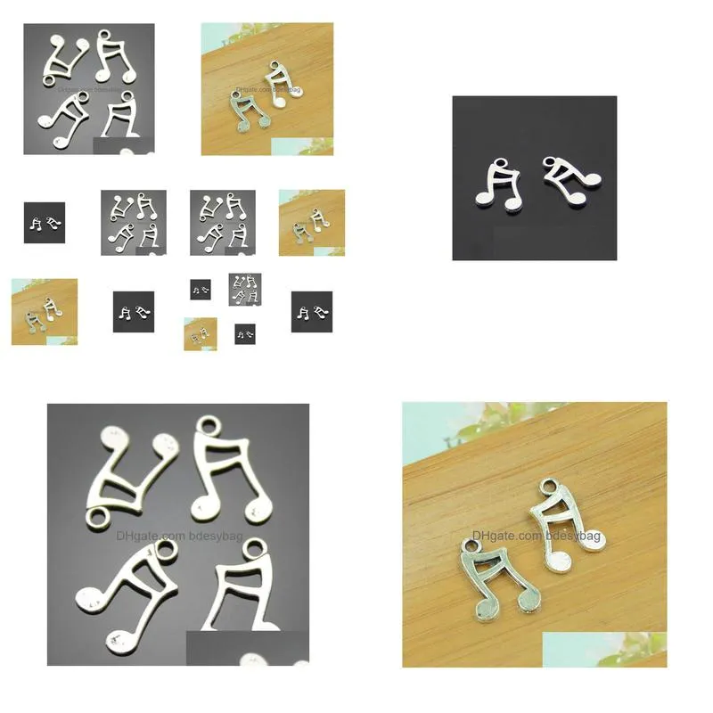 1000 pcs sixteenth notes music charms antique silver semiquaver 17x11mm good for your diy jewerly making