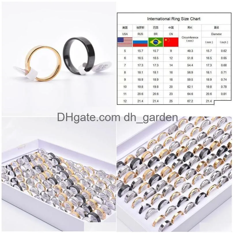 wholesale smooth stainless stee ringsl internal polishing width 2mm8mm jewelry for men women mix color size