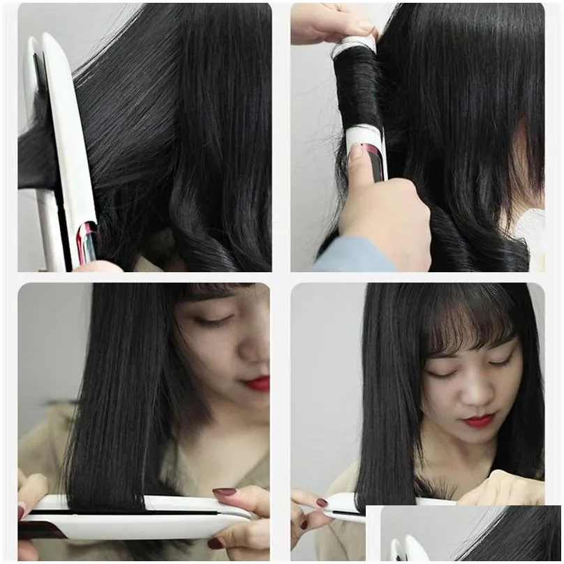 infrared hair straighteners curling iron brush anion flat straightening comb tourmaline ceramic plate