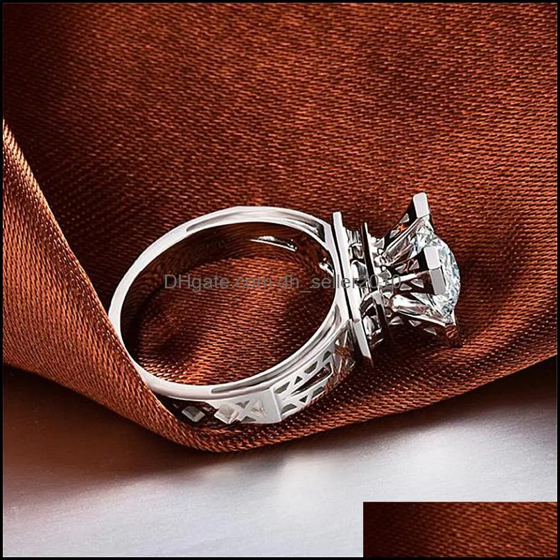 couple rings engagement wedding anniversary gift women men jewelry fashion open cubic zirconia ring