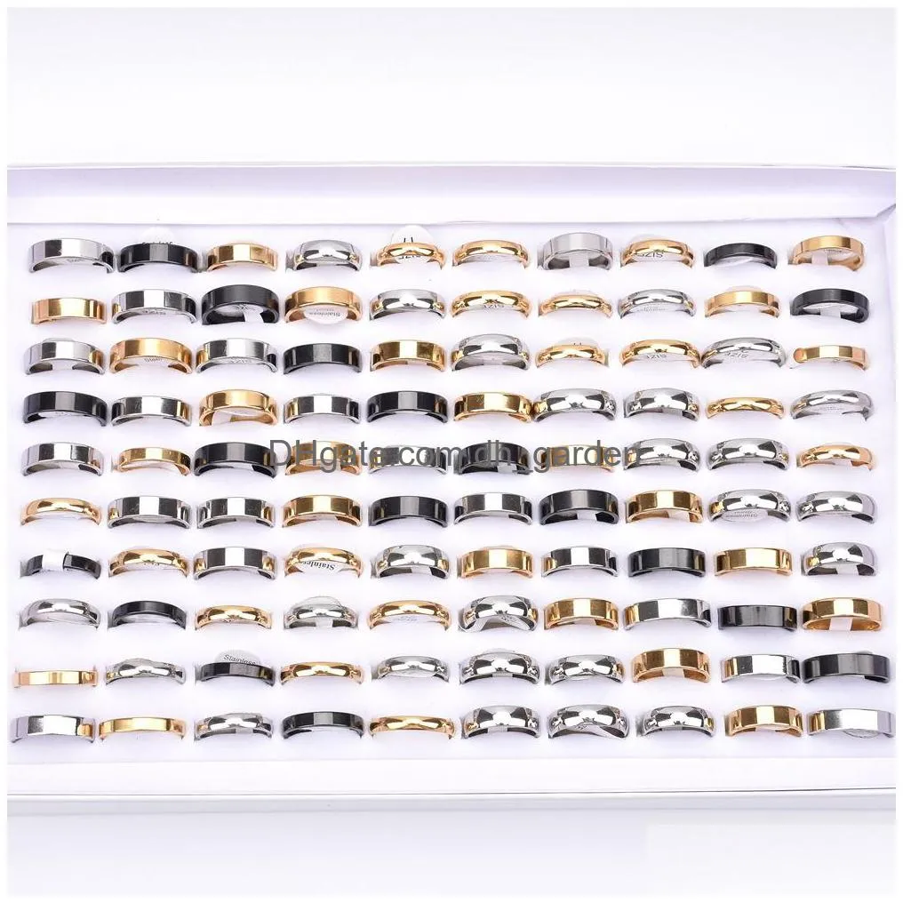 fashion simple smooth stainless steel rings jewelry for women men party gifts width 28mm mix color wholesale 1721mm 50pcs/lot