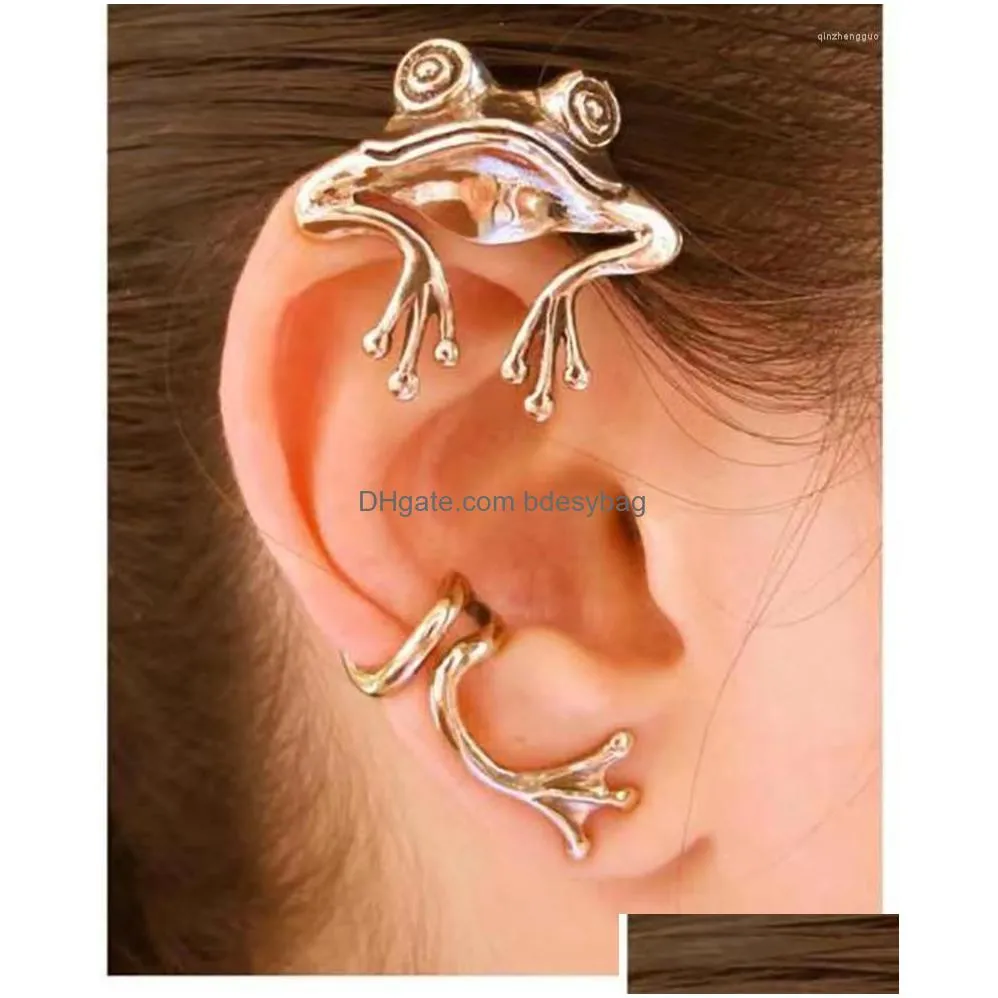 backs earrings gothic frog for women animal fake piercing ear cuff punk clip exaggerated big earring female jewelry aretes