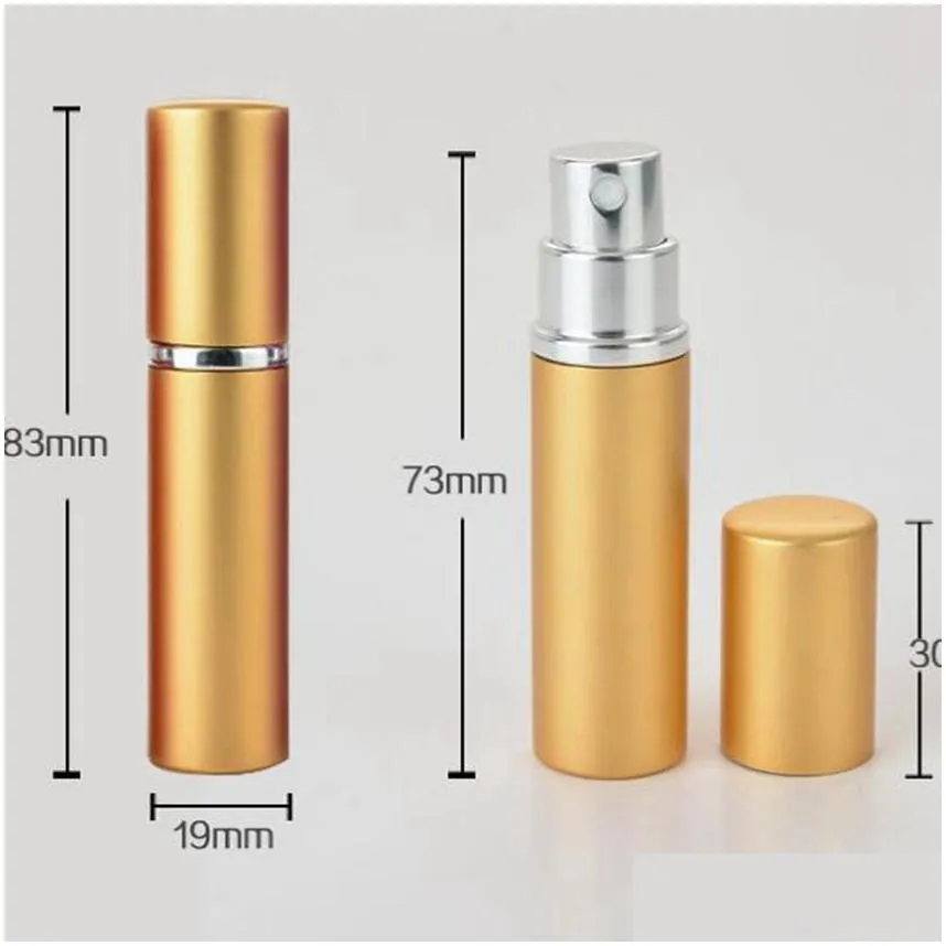 5mlglass liner spray bottle anodized aluminum shell cosmetic perfume subbottles empty flathead matte