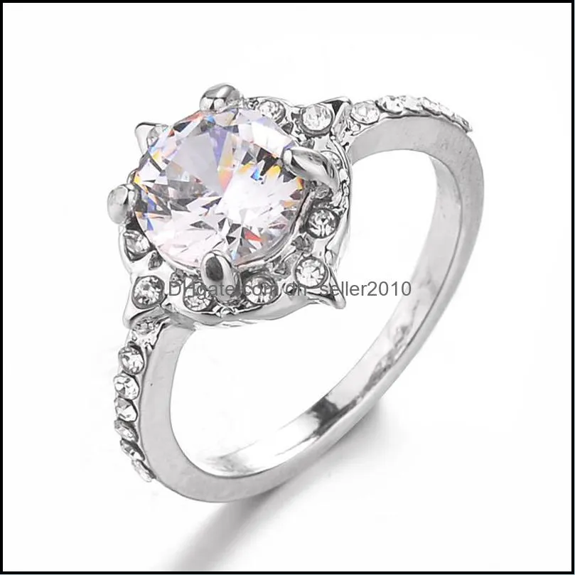 bridal elegant rings for women wedding engagement fashion jewelry with full shiny cubic zircon female ring