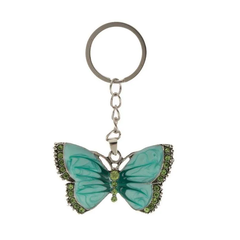 crystal animal butterfly keychains silver fashion vintage rhinestone key chain rings jewelry gift car charms holder keyrings 555 z2