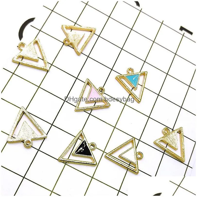 200pcs 17x19mm simple triangle charms geometric charms double triangle pendant diy jewelry accessories for necklace bracelet making