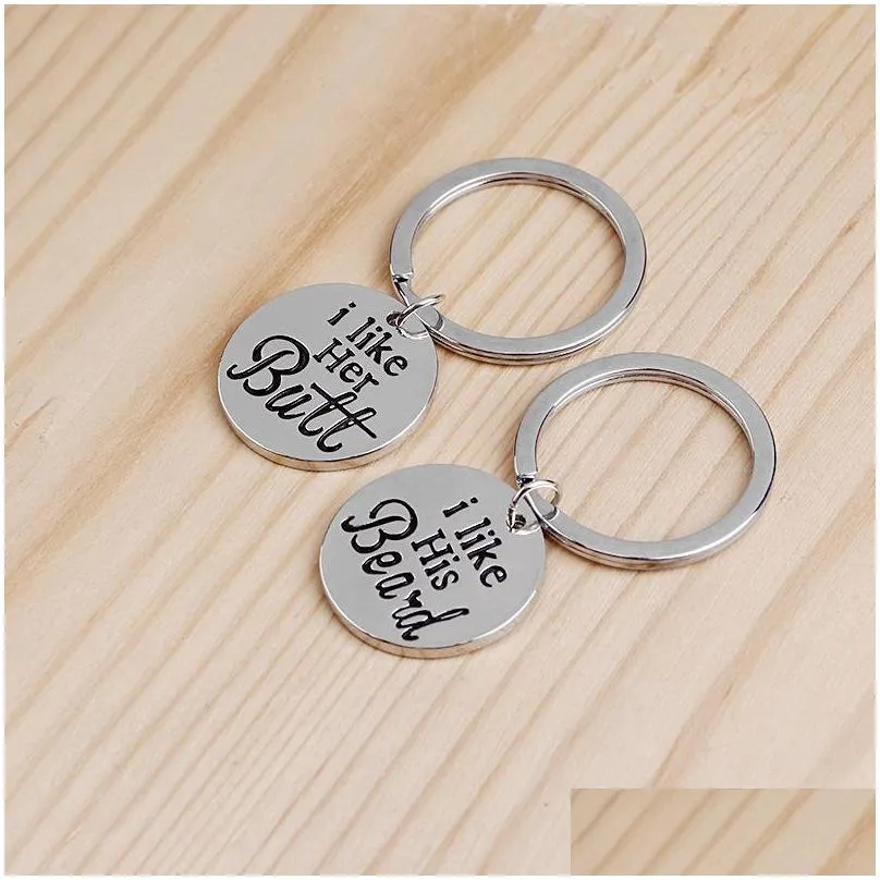 2pc/set keychain couples key rings i like her i like his letters pendant key chain alloy car key rings gift 169 w2