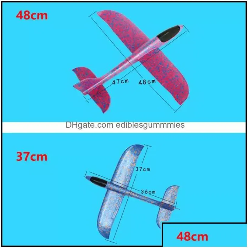 party favor diy hand throw led lighting up flying glider plane toys foam airplane model outdoor games flash luminous for children fy